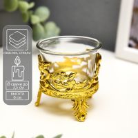Подсвечник на 1 свечу «Фантазия», пластик, стекло, 6?6.3?6.3 см, золото