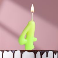 Свеча для торта цифра «Люминесцентная», 5.5 см, цифра 4