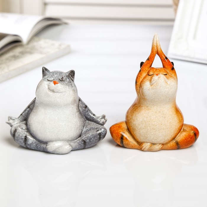 Фигурка полистоун лак «Котик-йог», 10?7.5?9 см, МИКС