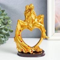 Фигурка полистоун «Влюблённые на сердце», под золото с красным, 15.5?10.5?6 см