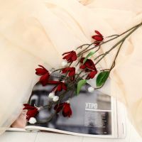 Цветы искусственные «Белоцветник шелковый», 74?4 см, бордовые