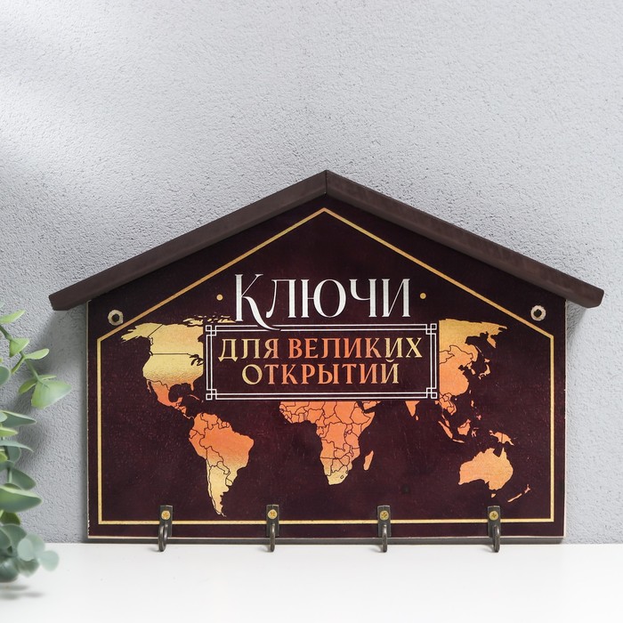 Ключница настенная «Карта мира», крючки декоративные, 19?28 см
