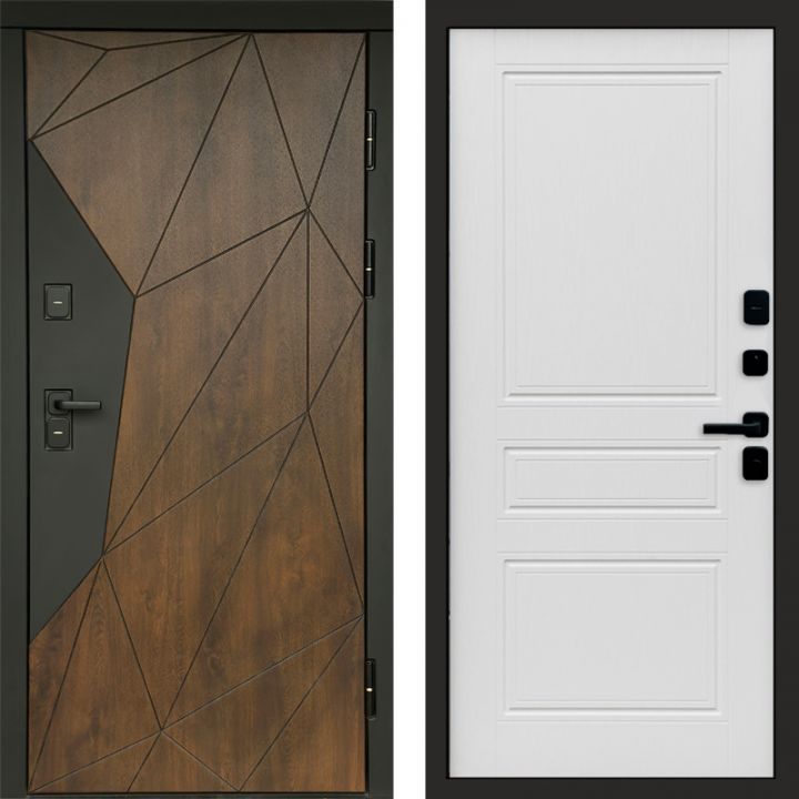 Входная дверь Termo-door Премиум винорит Геометрия Дуб с терморазрывом - Классика Лиственница