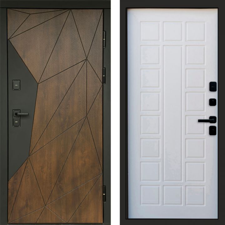 Входная дверь Termo-door Премиум винорит Геометрия Дуб с терморазрывом - Престиж Белое дерево