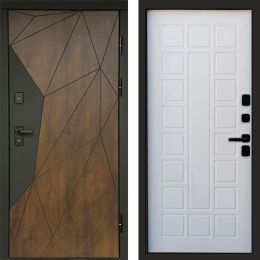 Входная дверь Termo-door Премиум винорит Геометрия Дуб с терморазрывом - Престиж Белое дерево