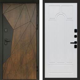 Входная дверь Termo-door Премиум винорит Геометрия Дуб с терморазрывом - Арка Белое дерево