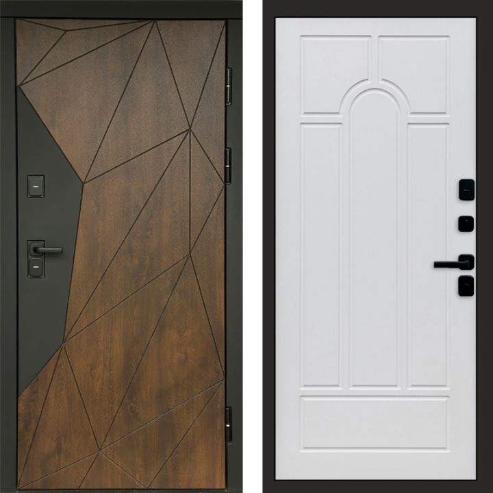 Входная дверь Termo-door Премиум винорит Геометрия Дуб с терморазрывом - Арка Белое дерево