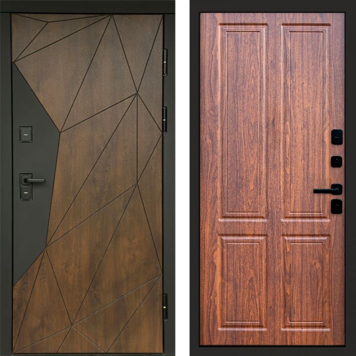 Входная дверь Termo-door Премиум винорит Геометрия Дуб с терморазрывом - Орех стандарт