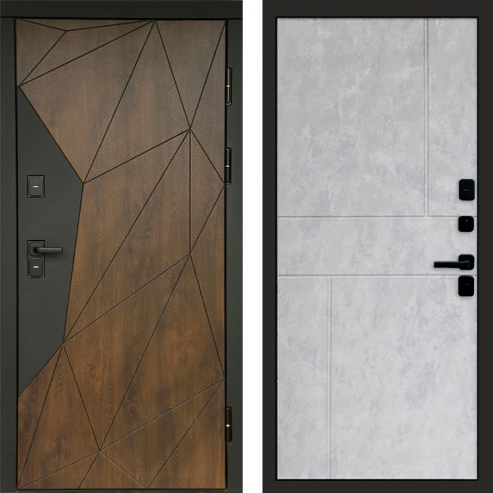 Входная дверь Termo-door Премиум винорит Геометрия Дуб с терморазрывом - Горизонт Бетон светлый