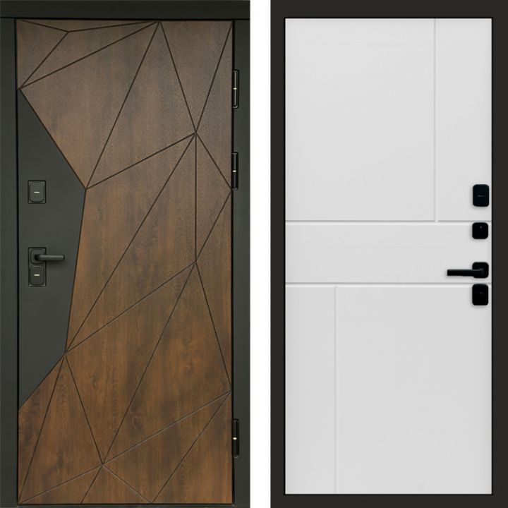 Входная дверь Termo-door Премиум винорит Геометрия Дуб с терморазрывом - Горизонт Белый