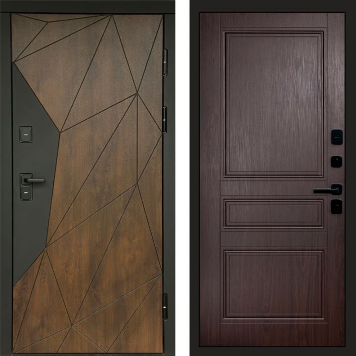 Входная дверь Termo-door Премиум винорит Геометрия Дуб с терморазрывом - Класскика Венге