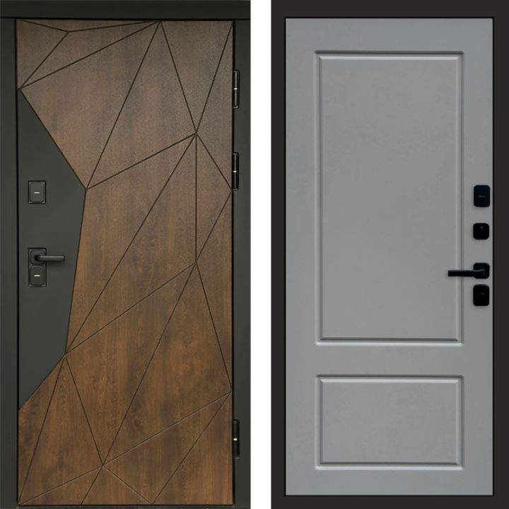 Входная дверь Termo-door Премиум винорит Геометрия Дуб с терморазрывом - Марсель Грей софт