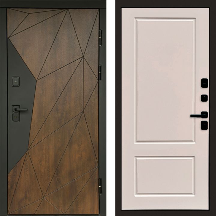 Входная дверь Termo-door Премиум винорит Геометрия Дуб с терморазрывом - Марсель Слоновая кость