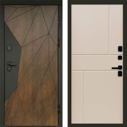 Входная дверь Termo-door Премиум винорит Геометрия Дуб с терморазрывом - Горизонт Слоновая кость