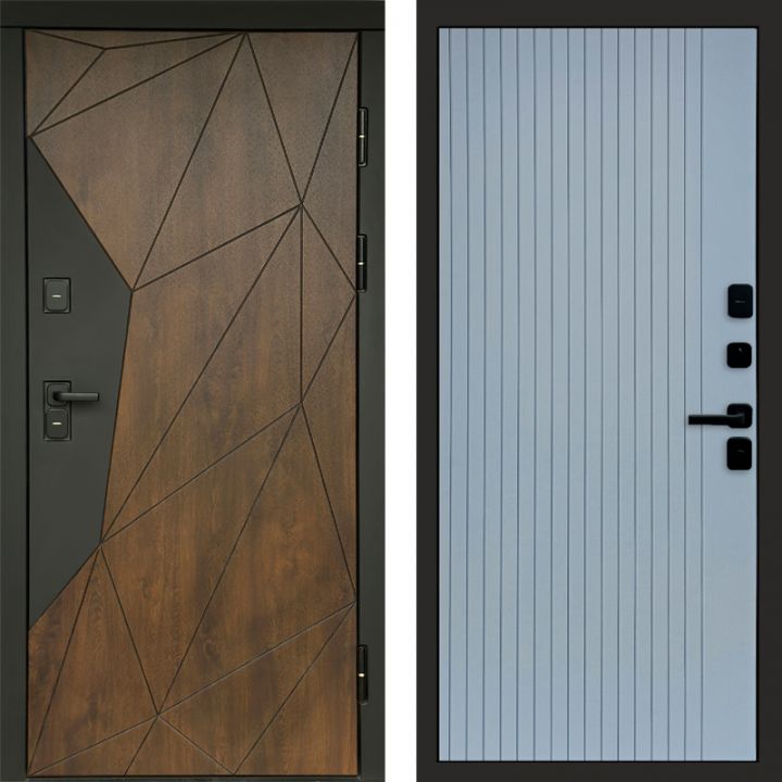 Входная дверь Termo-door Премиум винорит Геометрия Дуб с терморазрывом - FLAT Грей софт