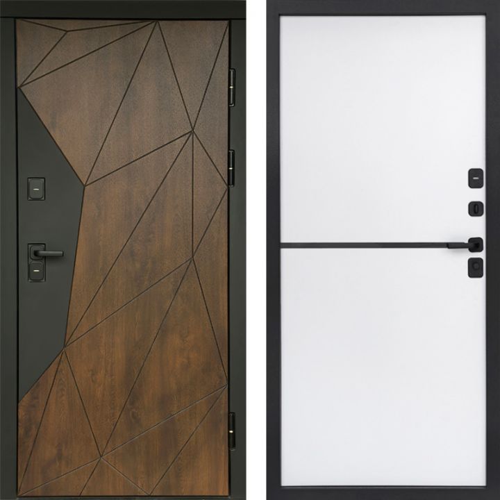 Входная дверь Termo-door Премиум винорит Геометрия Дуб с терморазрывом - Нео White