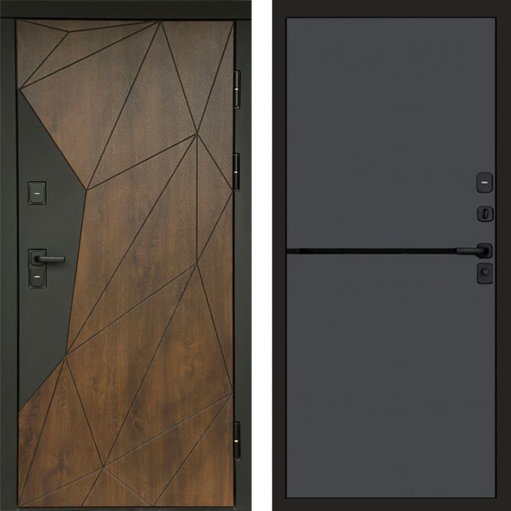 Входная дверь Termo-door Премиум винорит Геометрия Дуб с терморазрывом - Нео Графит