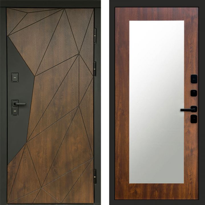 Входная дверь Termo-door Премиум винорит Геометрия Дуб с терморазрывом - Зеркало триумф Дуб