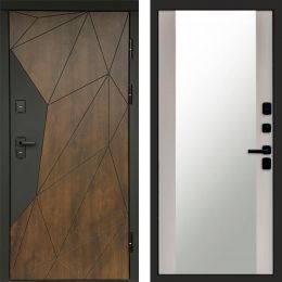 Входная дверь Termo-door Премиум винорит Геометрия Дуб с терморазрывом - Зеркало Лиственница
