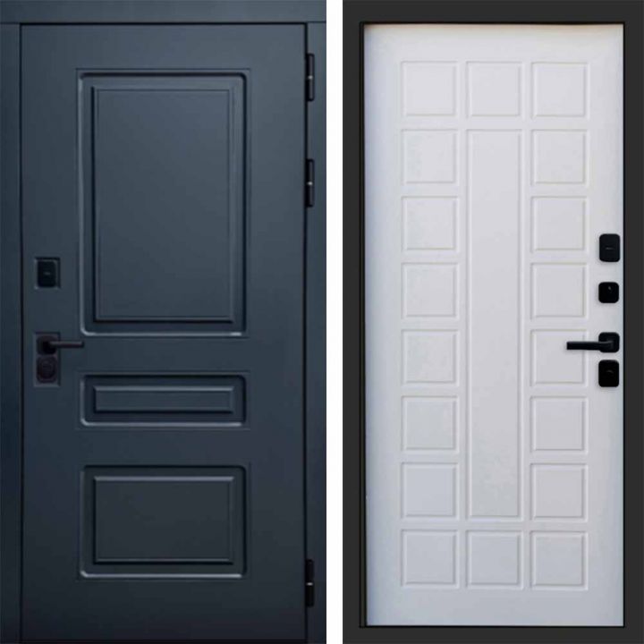 Входная дверь Termo-door Аляска Графит с терморазрывом - Престиж Белое дерево