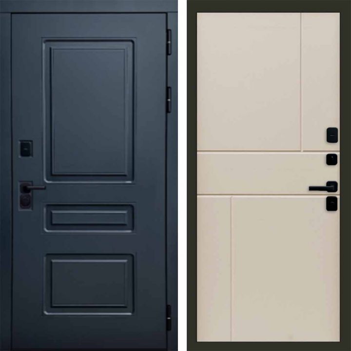 Входная дверь Termo-door Аляска Графит с терморазрывом - Горизонт Слоновая кость