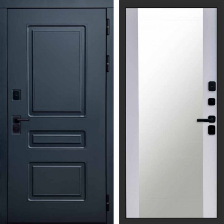 Входная дверь Termo-door Аляска Графит с терморазрывом - Зеркало Белый софт