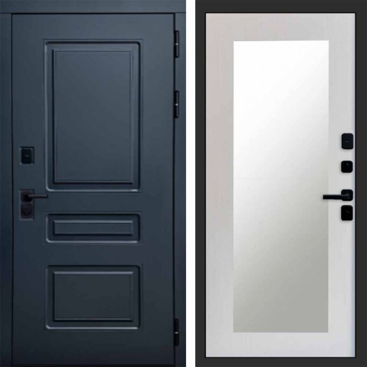 Входная дверь Termo-door Аляска Графит с терморазрывом - Зеркало триумф Лиственница