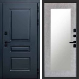 Входная дверь Termo-door Аляска Графит с терморазрывом - Зеркало триумф Бетон светлый