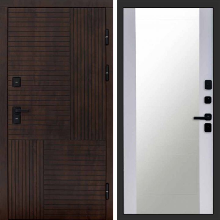 Входная дверь Termo-door Премиум винорит Веста Дуб с терморазрывом - Зеркало Белый софт