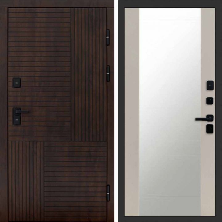 Входная дверь Termo-door Премиум винорит Веста Дуб с терморазрывом - Зеркало Слоновая кость