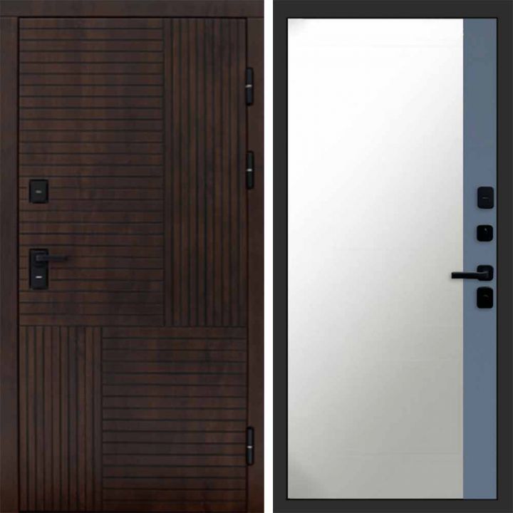 Входная дверь Termo-door Премиум винорит Веста Дуб с терморазрывом - Широкое Зеркало Фацет Грей софт