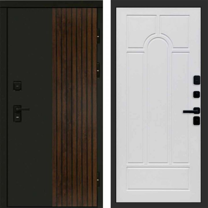 Входная дверь Termo-door Премиум винорит Форт Дуб с терморазрывом - Арка Белое дерево