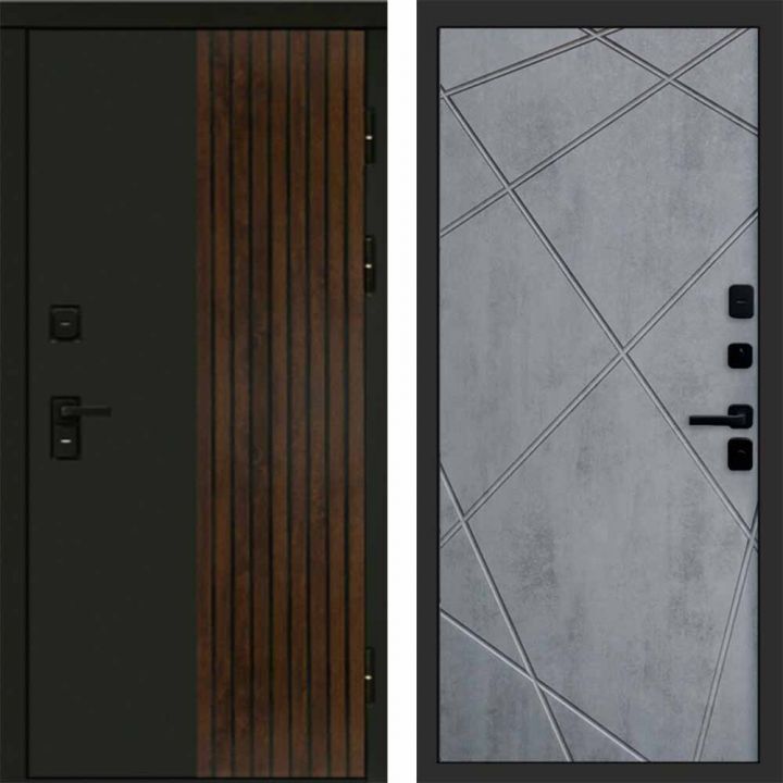 Входная дверь Termo-door Премиум винорит Форт Дуб с терморазрывом - Лучи Бетон темный