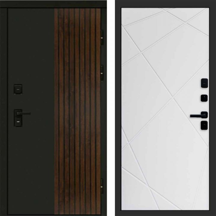 Входная дверь Termo-door Премиум винорит Форт Дуб с терморазрывом - Лучи Белый