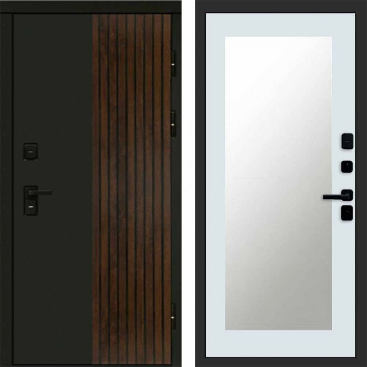 Входная дверь Termo-door Премиум винорит Форт Дуб с терморазрывом - Зеркало триумф Белый софт