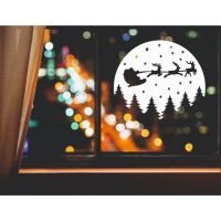 Наклейка декоративная для окон "Санта на фоне луны" 37х32 см