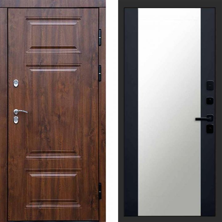 Входная дверь Termo-door Премиум винорит Дуб с терморазрывом - Зеркало Черный кварц+тонировка