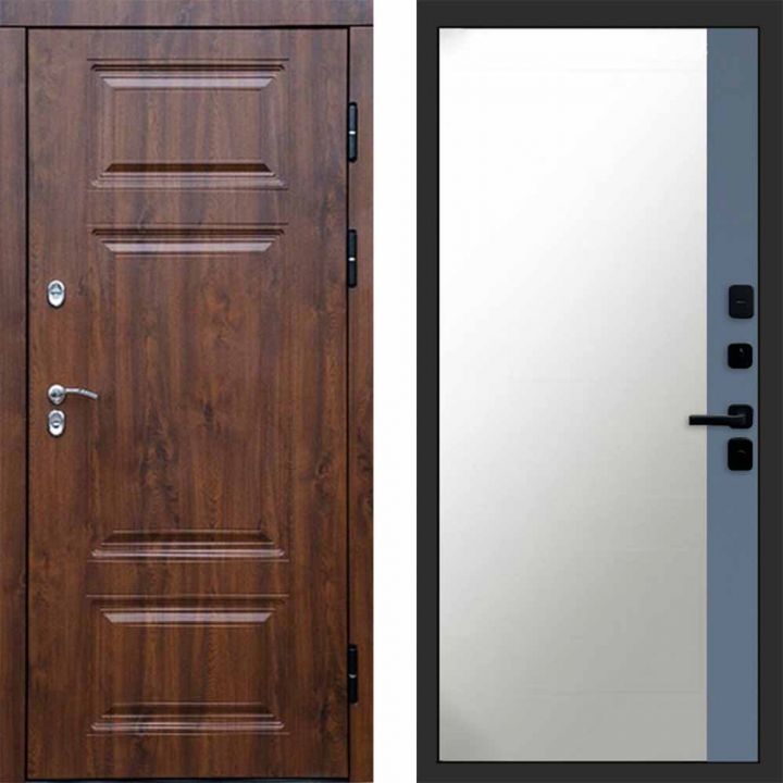 Входная дверь Termo-door Премиум винорит Дуб с терморазрывом - Широкое Зеркало Фацет Грей софт