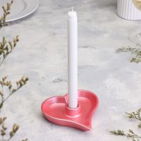 Подсвечник "Сердце" из гипса,14х2,5см,розовый