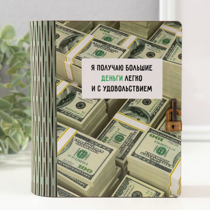Деревянная книга-копилка для денег «Деньги», для купюр, монет, 14?12?5 см