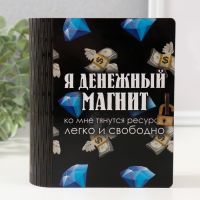 Деревянная копилка-книга для денег «Денежный магнит», для купюр, монет, 14?12?5 см