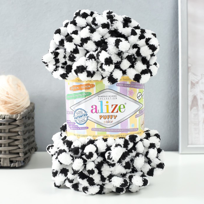 Плюшевая пряжа для вязания руками ALIZE, Puffy color, 100% микрополиэстер, 9 м/100 г, (6451)