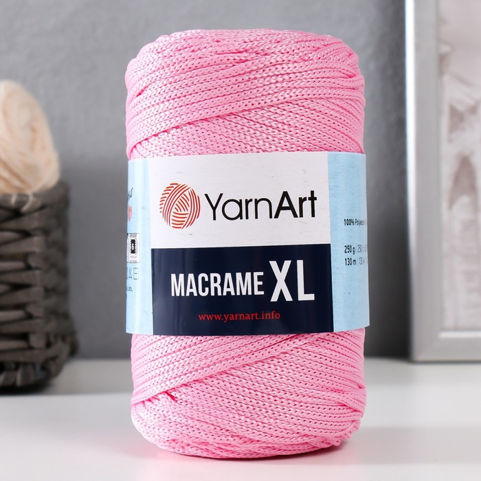 Пряжа для вязания спицами, крючком YarnArt, Macrame XL, 100% полиэстер, 130 м/250 г, (147 розовый)