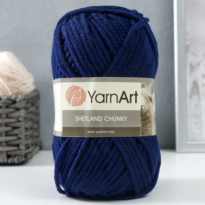 Пряжа "Shetland Chunky" 50% акрил, 50% шерсть 150м/100гр (634 синий)