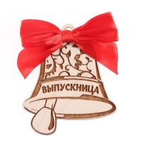 Значок-колокольчик «Выпускница», дерево, 7?8.5 см, 1 шт.