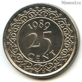 Суринам 25 центов 1989