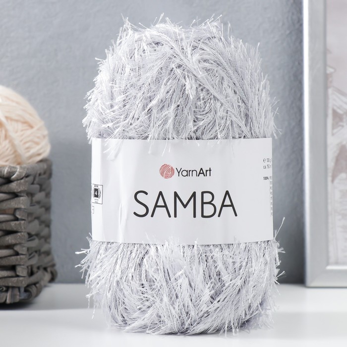 Пряжа для вязания спицами, крючком YarnArt, Samba, 100% полиэстер, 150 м/100 г, (10 св. серый)