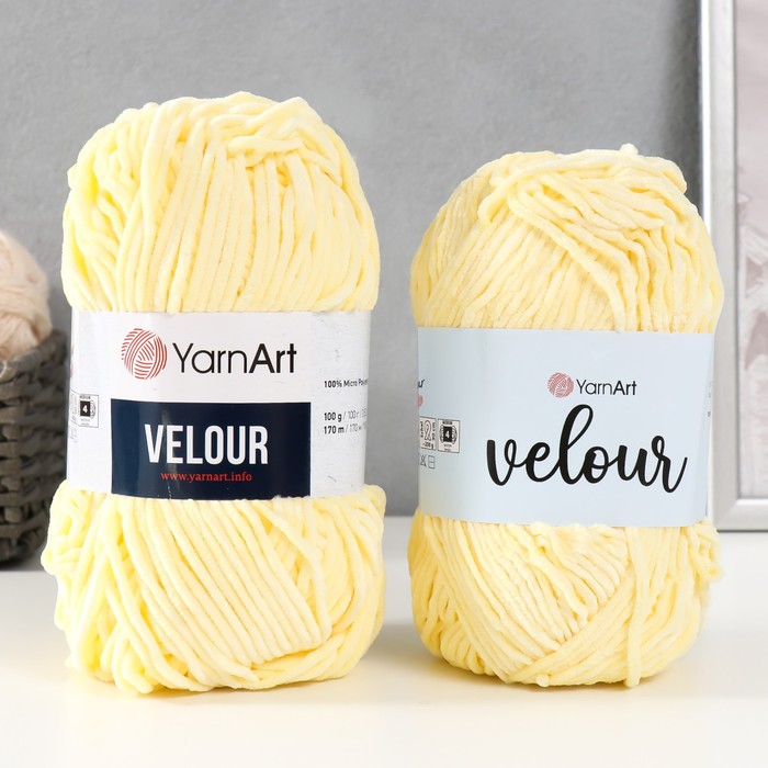 Плюшевая пряжа для вязания спицами, крючком YarnArt, Jeans, Velour, 100% микрополиэстер, 170 м/100 г, (844 жёлтый)