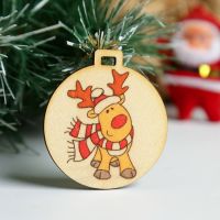 Бирка для подарков «Олень: Санта Клаус», ёлочная игрушка, d=5 см