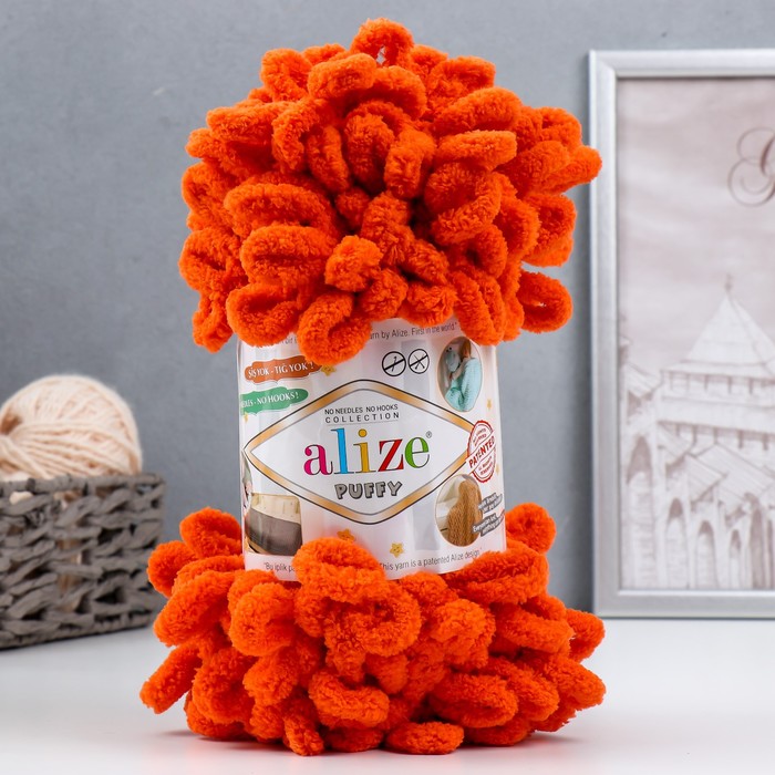 Плюшевая пряжа для вязания руками ALIZE, Puffy, 100% микрополиэстер, 9 м/100 г, (06)